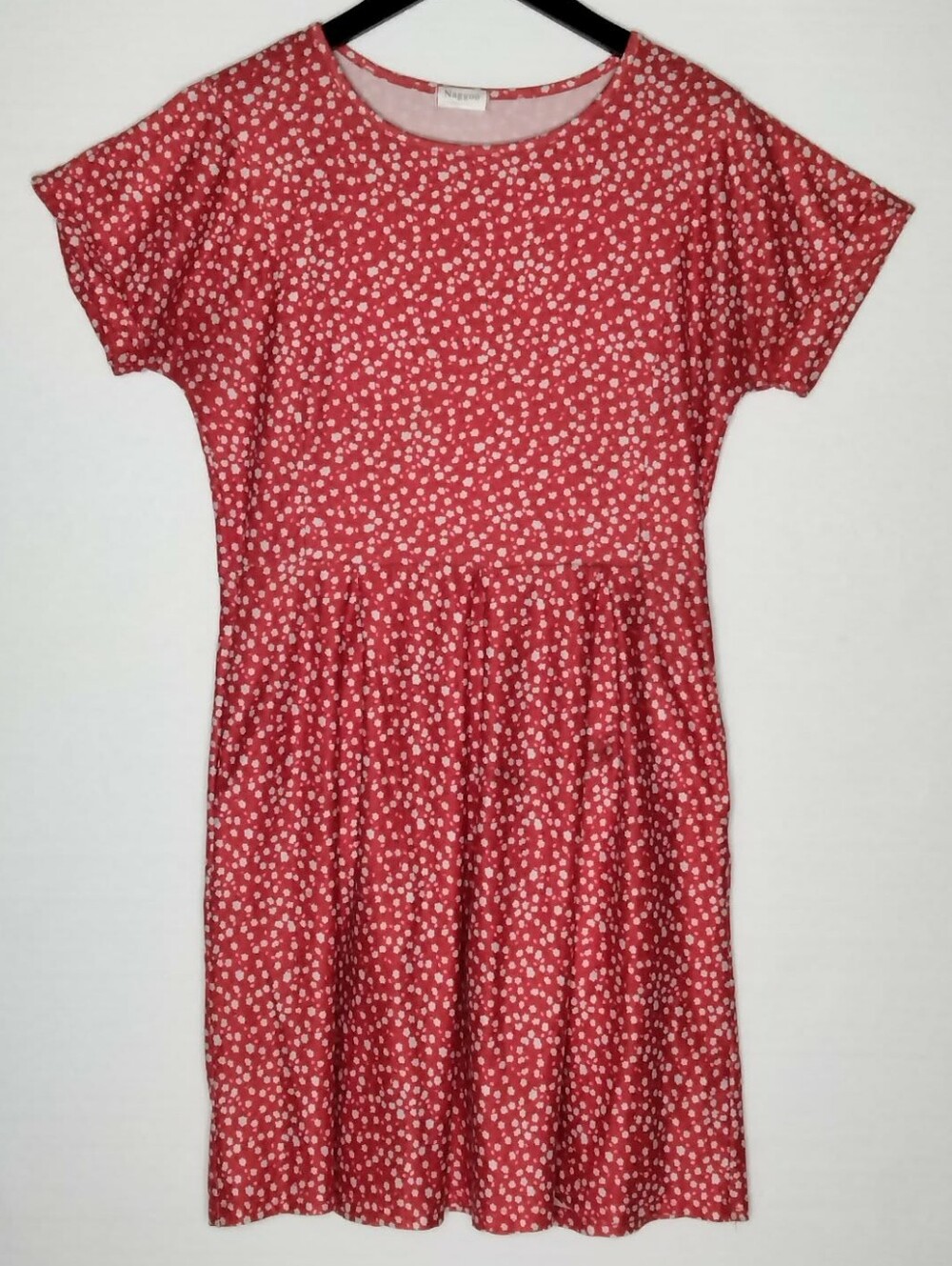 EUC Naggoo Dress Red Ditsy Floral MIDI Dress With Pockets